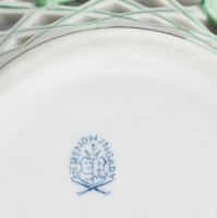 Herendi petrezselyem mintás áttört porcelán kosár. Kézzel festett, jelzett, hibátlan. d: 13 cm