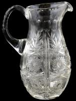Kristályüveg boroskancsó, hámozott és csiszolt, hibátlan, m: 22,5 cm