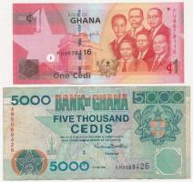 Ghána 1996. 5000C + 2014. 1C T:III,I- Ghana 1996. 5000 Cedis + 2014. 1 Cedi C:F,AU