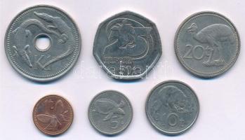 Pápua Új-Guinea 1996-2001. 1t - 1K (6xklf) forgalmi összeállítás T:1-,2 Papua New Guinea 1996-2001 1 Toea - 1 Kina (6xdiff) coin set C:AU,XF