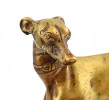 Bronz agár kisplasztika, fa talapzaton, kopott, farka végén kis törés. m: 17,5 cm