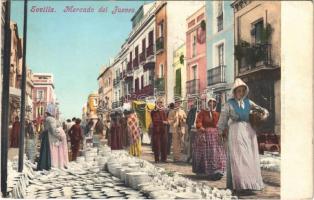 Sevilla, Seville; Mercado del Jueves / Thursday Market, vendors, Spanish folklore