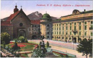 Innsbruck (Tirol), K. K. Hofburg, Hofkirche u. Leopoldsbrunnen / royal castle, church, fountain