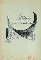 Vincze Lajos (1914-2002): Peer Gynt; tus-papír; szignált 15x22 cm