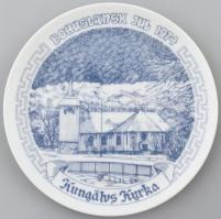 Kungälus Kyrka porcelán tányér, jelzett, matricás, kis kopásnyomokkal, d: 19,5 cm