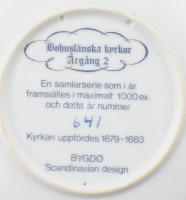 Kungälus Kyrka porcelán tányér, jelzett, matricás, kis kopásnyomokkal, d: 19,5 cm