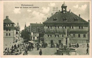 Waltershausen, Markt mit Rathaus und Ratskeller / market, savings bank, town hall, inn
