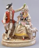 Neorokokó porcelán figura - Enyelgés, kézzel festett, német, jó állapotú, jelzett: Lippelsdorf, m: 17,5 cm