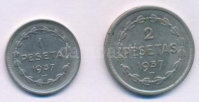 Spanyolország / Vizcaya-i Köztársaság 1937. 1P Ni + 2P Ni "Baszkföld Kormánya" T:2
Spain ...