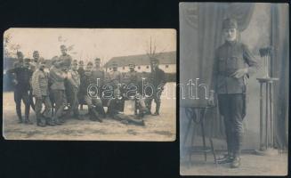 cca 1914 2 db katonai fotólap, egyiken csoportkép