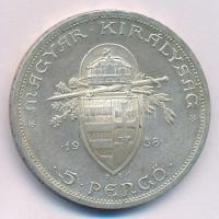 1938. 5P Ag "Szent István" T:2 patina Adamo P8.1