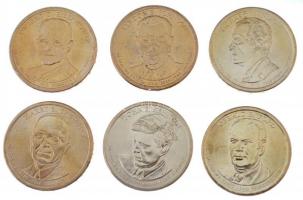 Amerikai Egyesült Államok 2015-2016. 1$ Cu-Ni-Zn (6xklf) Elnöki Dollárok - Truman, Eisenhower, Kennedy, Johnson, Nixon, Ford T:1- USA 2015-2016. 1 Dollar Cu-Ni-Zn (6xdiff) Presidential dollar coins - Truman, Eisenhower, Kennedy, Johnson, Nixon, Ford C:AU
