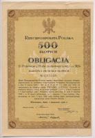 Lengyelország 1926. 500Zl 5%-os állami kölcsön kötvény T:III Poland 1926. 500 Zlotych 5% State Loan Bond C:F