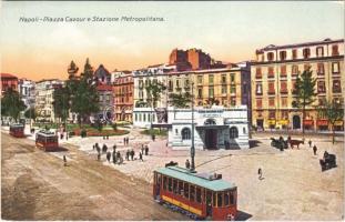 Napoli, Naples; Piazza Cavour e Stazione Metropolitana / square, urban railway station, tram