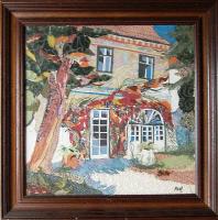 M. Keresztes Zsuzsa (1937-): Rongykollázs szignált, keretben 50x50 cm