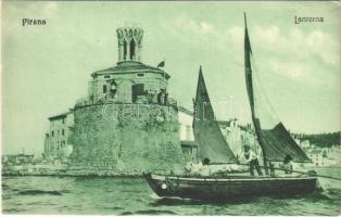 Piran, Pirano; Lanterna / lighthouse, boat