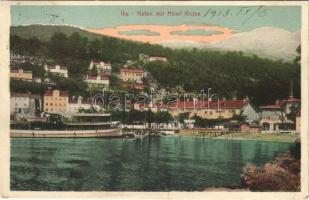 1913 Ika, Ica (Abbazia, Opatija); Hafen mit Hotel Krone / port, steamship, hotel (EB)
