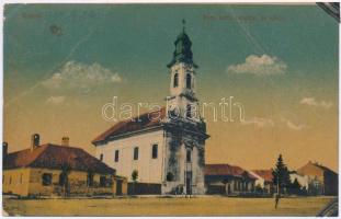 1920 Monor, Római katolikus templom és iskola. Hangya Szövetkezet kiadása (EB)