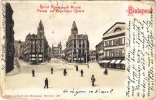 1903 Budapest V. Klotild főhercegnő palotái, Ferenciek tere, épülő Erzsébet híd. Erdélyi cs. és kir. udv. fényképész felvételei után, litho (EM)