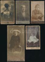 cca 1880-1900 10 db vizitkártya és kabinetfotó erdélyi (Kolozsvár, Arad, Temesvár, stb ) műtermekből, vegyes tartásban