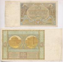 Lengyelország 1929. 10Zl + 50Zl T:III szép papír Poland 1929. 10 Zlotych 50 Zlotych C:F fine paper