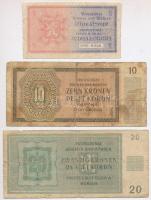 Német Harmadik Birodalom / Cseh-Morva Protektorátus 1940. 1K + 1942. 10K + 1944. 20K T:III,III-
Ger...