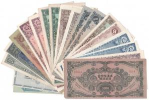 Vegyes 19db-os pengő bankjegy tétel, benne Vöröshadsereg Parancsnoksága, inflációs és adópengő bankj...