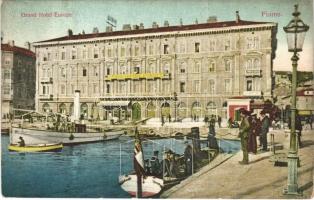 Fiume, Rijeka; Grand Hotel Europe, port with ships. Divald Károly (EK)