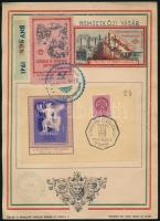 1941 Budapesti Nemzetközi Vásár emléklap Szeresd a magyar katonát! levélzáróval + bélyeggyűjtési propaganda levélzárókkal, bélyegzésekkel