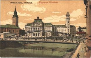 1924 Nagyvárad, Oradea; Városház, híd / primaria / town hall, bridge