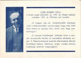 Lord Robert Cecil. A Magyar Nemzeti Szövetség kiadása / Hungarian irredenta