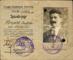 1933 Fényképes frontharcos igazolvány (gyűrött)