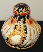 cca 1880 Barokk festett kerámia lámpabura 20 cm magas