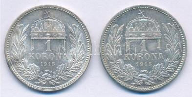 1915KB 1K Ag "Ferenc József" (2x) T:1-,2 patina