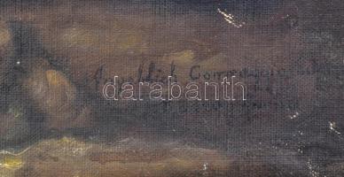 Olvashatatlan jelzéssel, másolat Coreggio után: Olvasó hölgy. Olaj, vászon. Kissé sérült. Vakkeret n...