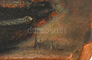 Hauke jelzéssel: Holdfényes vízpart. Olaj, karton. Sérült. 34x48 cm