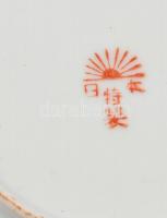 2 db teáscsésze gésa jelenettel, egyik belsejében litofán gésa fej, porcelán, kontúrmatrica kézzel s...