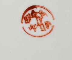 2 db teáscsésze gésa jelenettel, egyik belsejében litofán gésa fej, porcelán, kontúrmatrica kézzel s...