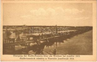 Übergang der Hadik-Husaren über die Weichsel bei Jozefów 1915 / Hadik-huszárok átkelése a Visztulán Josefównál / WWI Austro-Hungarian K.u.K. military, hussars crossing the Vistula river near Jozefów (szakadás / tear)