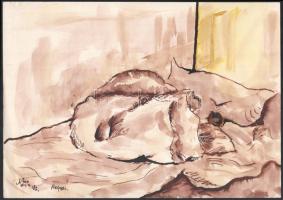 Nagy Lajos (1956): Reggel. Akvarell, papír, jelzett. 21,5x30,5 cm