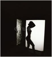 cca 1987 Ellenfényben hangsúlyozott csábító formák, Menesdorfer Lajos (1941-2005) budapesti fotóművész hagyatékából, 4 db vintage NEGATÍV aktfelvétel, 6x6 cm