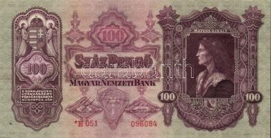 1930. "*"-os 100P (2x) kis ugrású sorszámokkal, érdekes papír- és festékhibával T:I