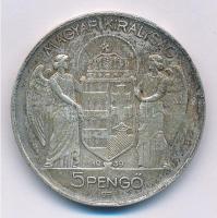 1939. 5P Ag "Horthy balra" T:2 patina Adamo P8.2