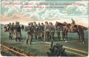 1915 Truppen-Offiziere nehmen die Befehle des Generalstabes entgegen / Csapattisztek átveszik a vezérkar parancsát / WWI Austro-Hungarian K.u.K. military, troop officers take orders from the General Staff (EK)