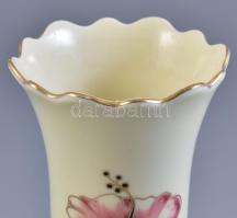 Zsolnay virág mintás váza. Kézzel festett, jelzett, hibátlan. 20 cm