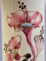 Zsolnay virág mintás váza. Kézzel festett, jelzett, hibátlan. 20 cm