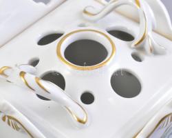 Herendi csipkebogyó mintás illatmécses tartó. Kézzel festett, jelzett, hibátlan. 12x13 cm