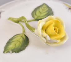 Herendi Rotschild mintás cukordoboz, rózsás díszítéssel. Kézzel festett, jelzett, rózsán lepattanáss...