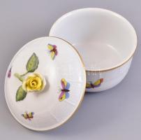 Herendi Rotschild mintás cukordoboz, rózsás díszítéssel. Kézzel festett, jelzett, rózsán lepattanáss...