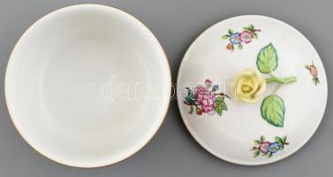 Herendi Eton mintás cukordoboz, rózsás díszítéssel. Kézzel festett, jelzett, jelzett, hibátlan. d: 1...